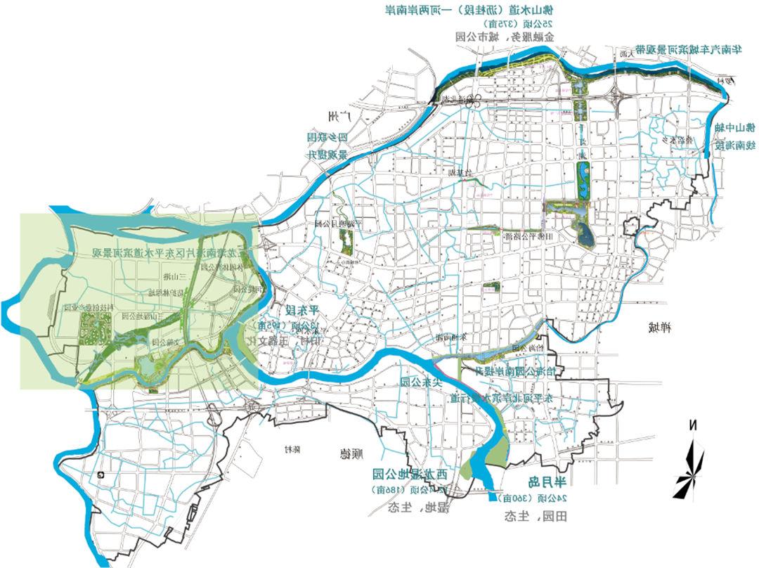 东平水道三山片区规划图